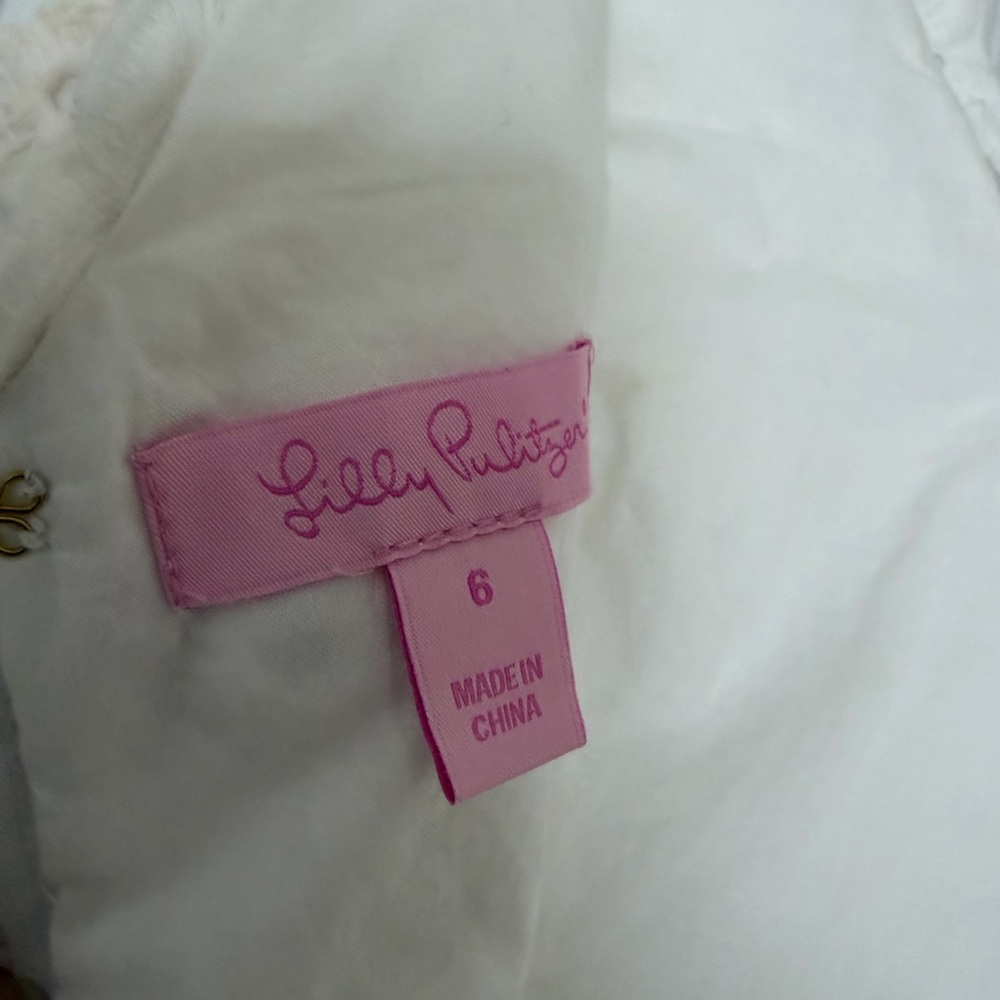 Lilly Pulitzer White Cot Bridal Dress with Eyelet Lace Daisies Size 6 - Picture 6 of 8